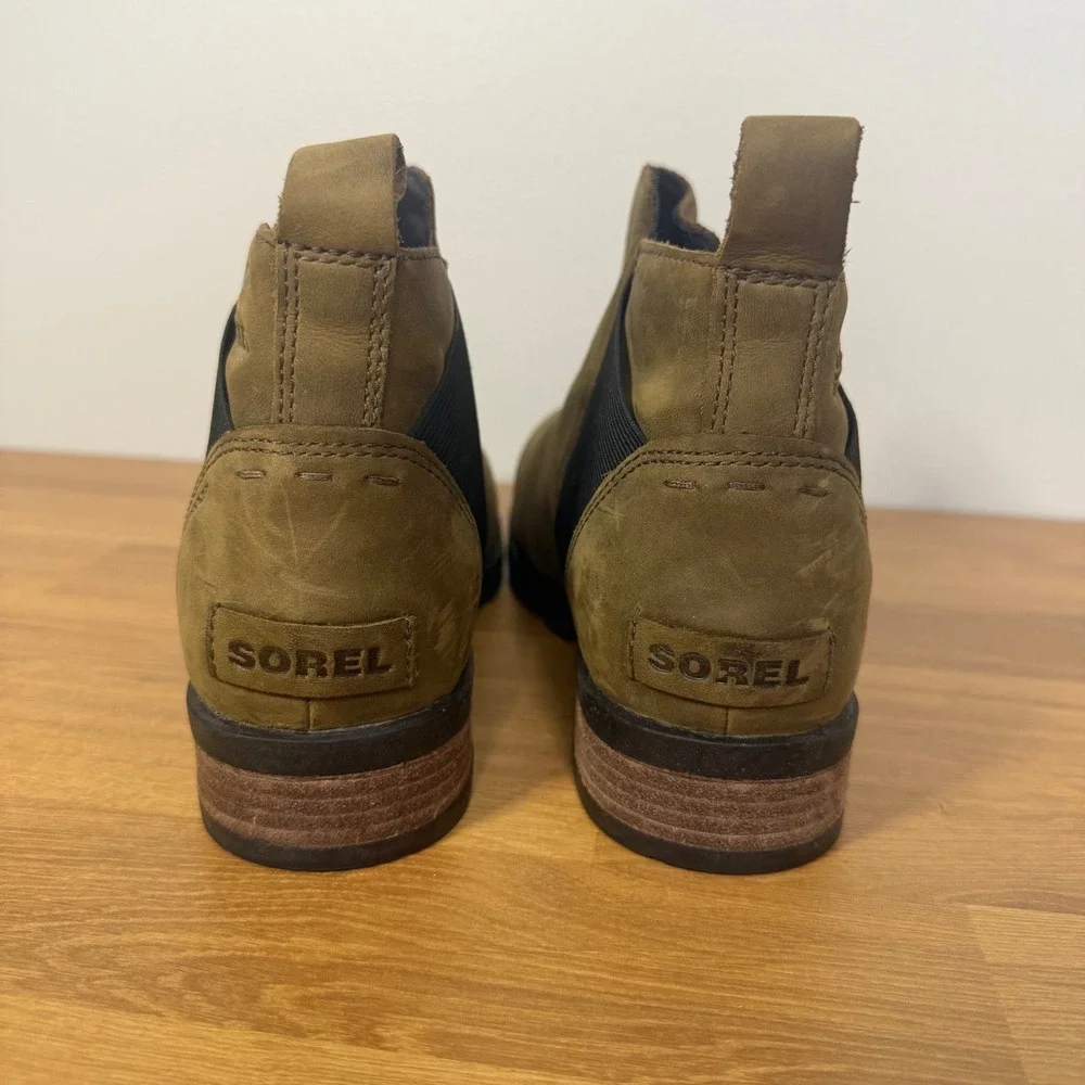 Sorel Emelie Waterproof Leather Chelsea‎ Boot Camel Brown 1749291 Womens 7